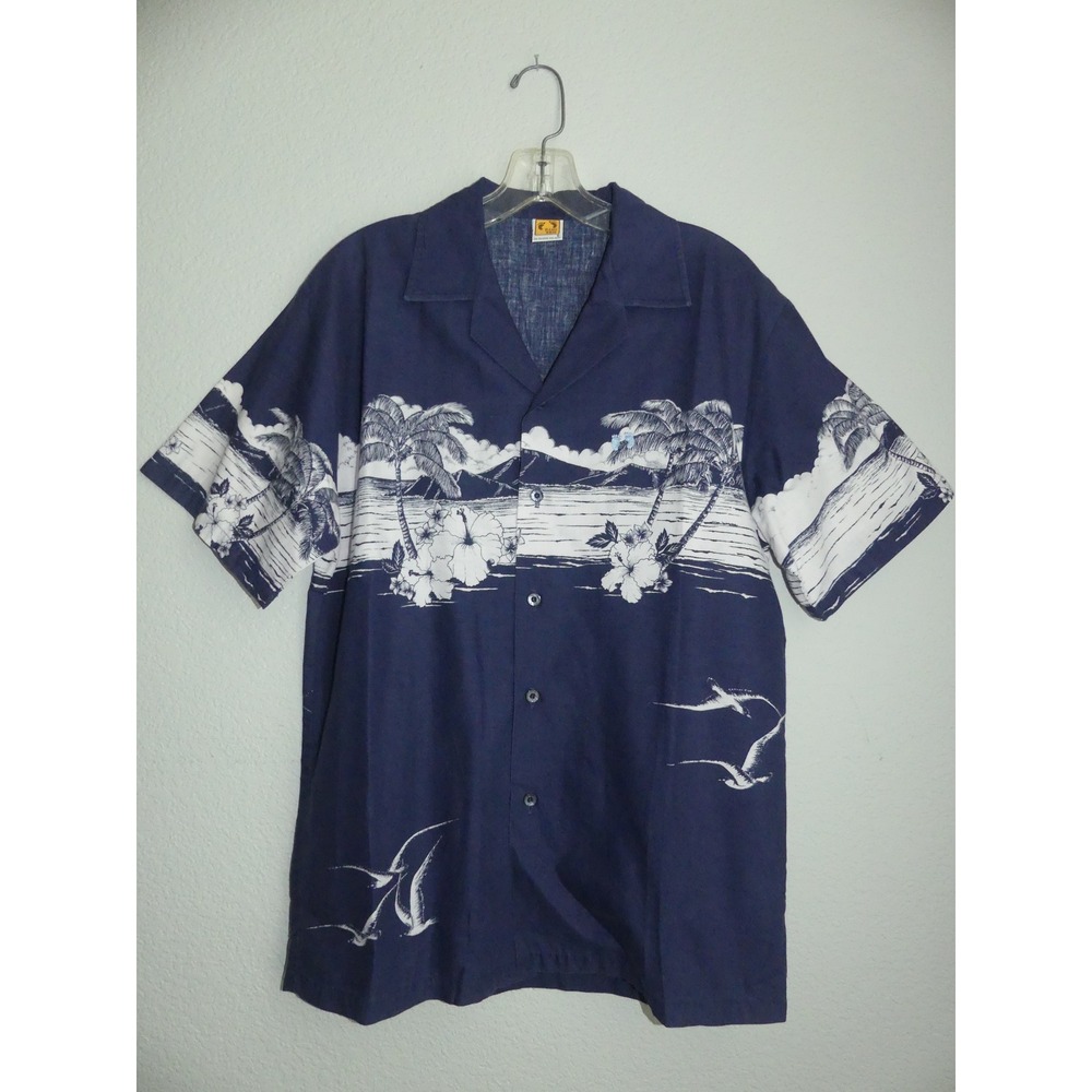 Vintage Hang Ten Mens Tropical Camp Shirt Sz L 70's Summer Beach Festival